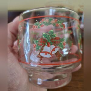 Vintage 4 Holly Bells Christmas Holiday Old Fashion Rock Glasses made by Sango